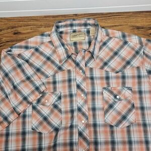 Wrangler XXL Plaid Western Shirt Short Sleeve Pearl Snap Front Rodeo Cowboy